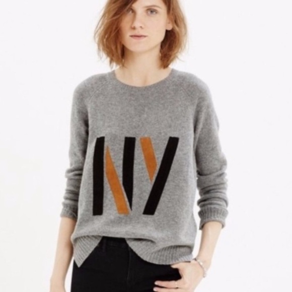Madewell Tops - MADEWELL NY Logo Wool Knit Sweater Pullover